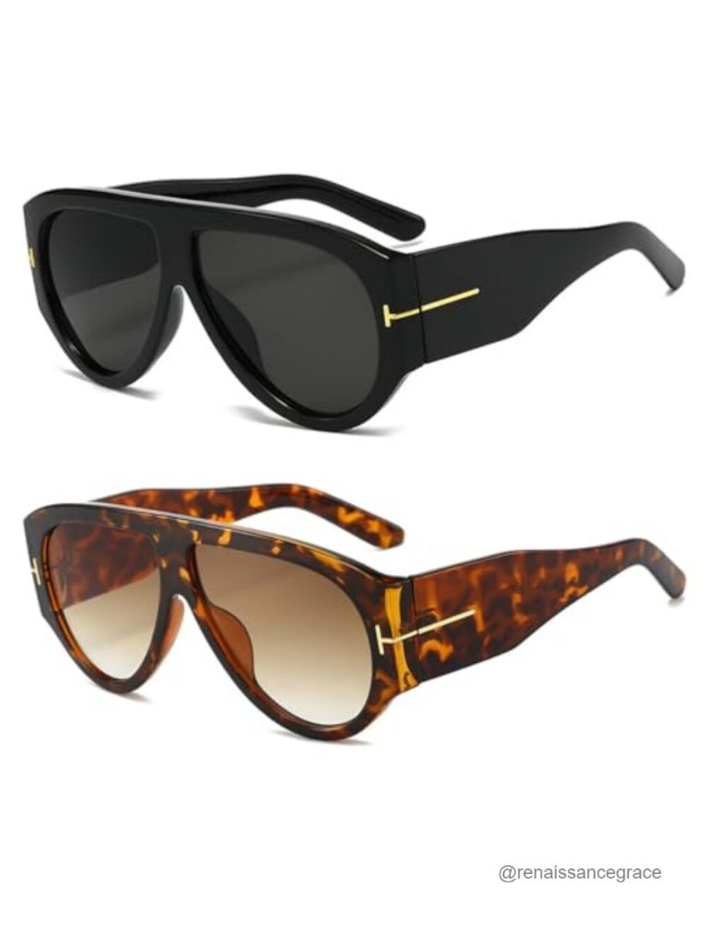 Oversized Aviator Sunglasses 3-Pack UV400 Protection for Women Men Square Thick